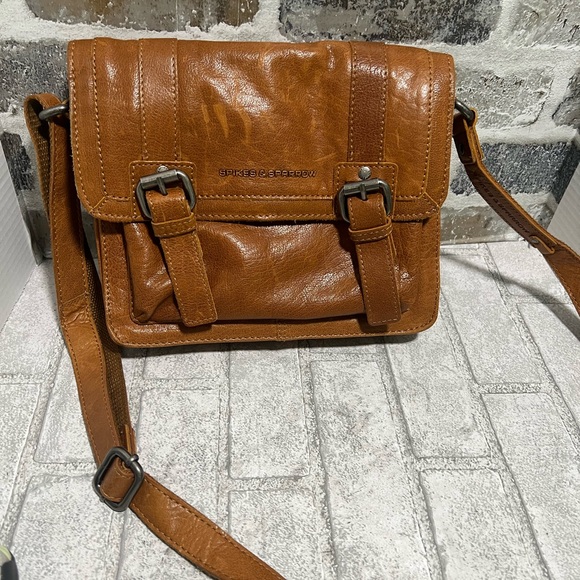 Vintage Spikes and Sperry leather and suede saddlebag small with gingham lining. - Picture 1 of 10